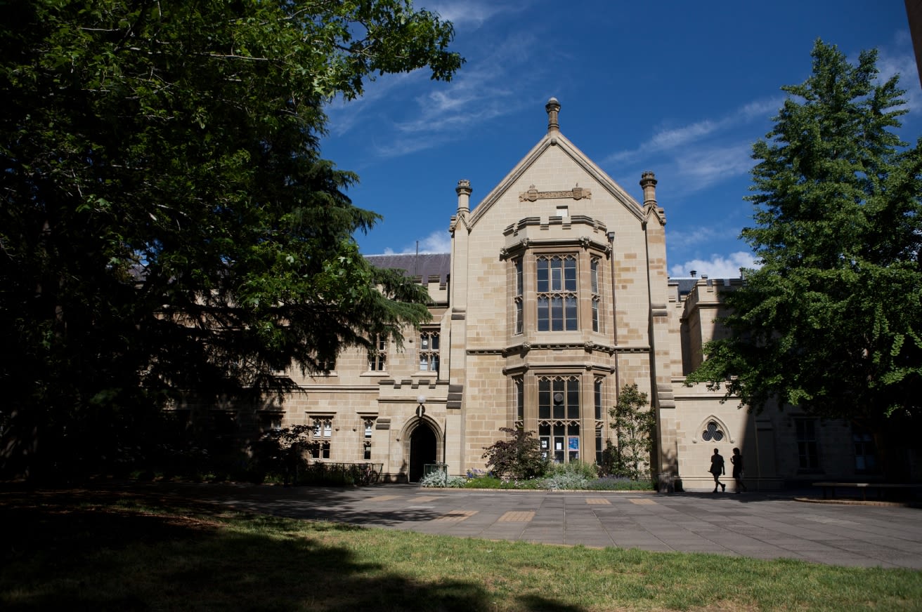 Building No. 150. Old Quadrangle/ Old Law School (1854). Smooth stone walkway East/West